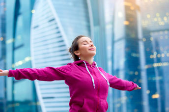 Young woman feeling positive and motivated.