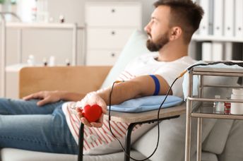 Man giving a blood donation.