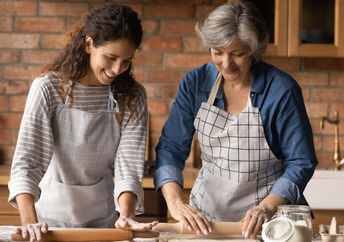 Baking a sweet pie.