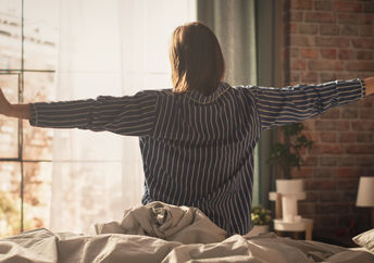 a woman getting ready to start her day.