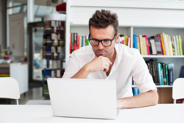 Man reading email