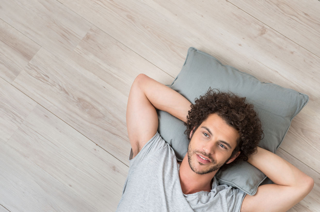 A man daydreaming