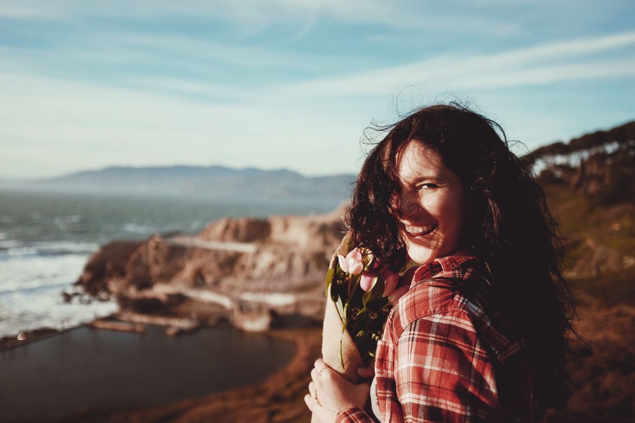 A happy woman living the good life