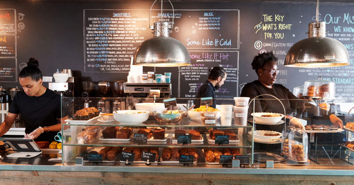 Freshly cooked dishes are presented at one of the locations of the Instock restaurant. Freshly cooked dishes are presented at one of the locations of the Instock restaurant.