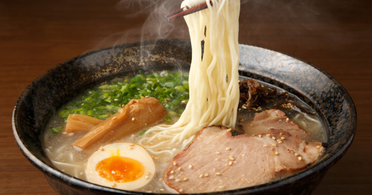 An inviting Asian dish featuring nutritious instant ramen noodles An inviting Asian dish featuring nutritious instant ramen noodles