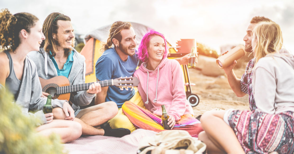 Group of friends play music