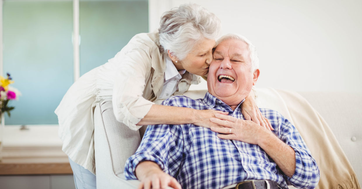 Senior couple hugging Senior couple hugging