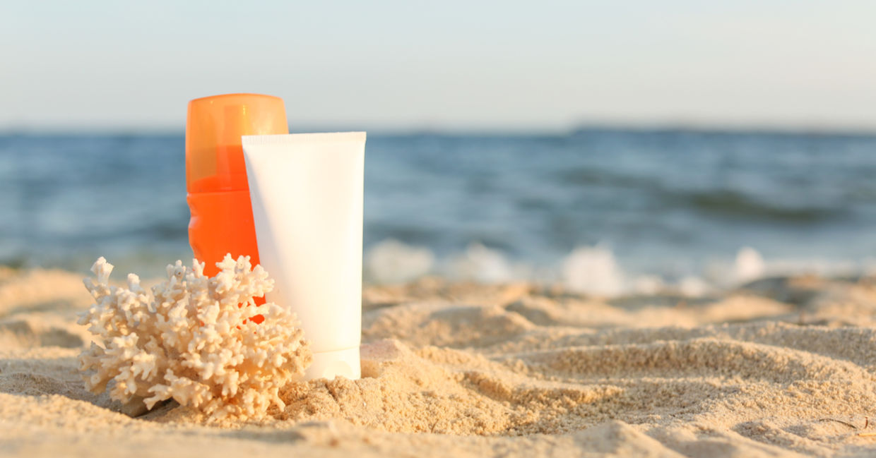 Coral-friendly sunscreen at the beach Coral-friendly sunscreen at the beach
