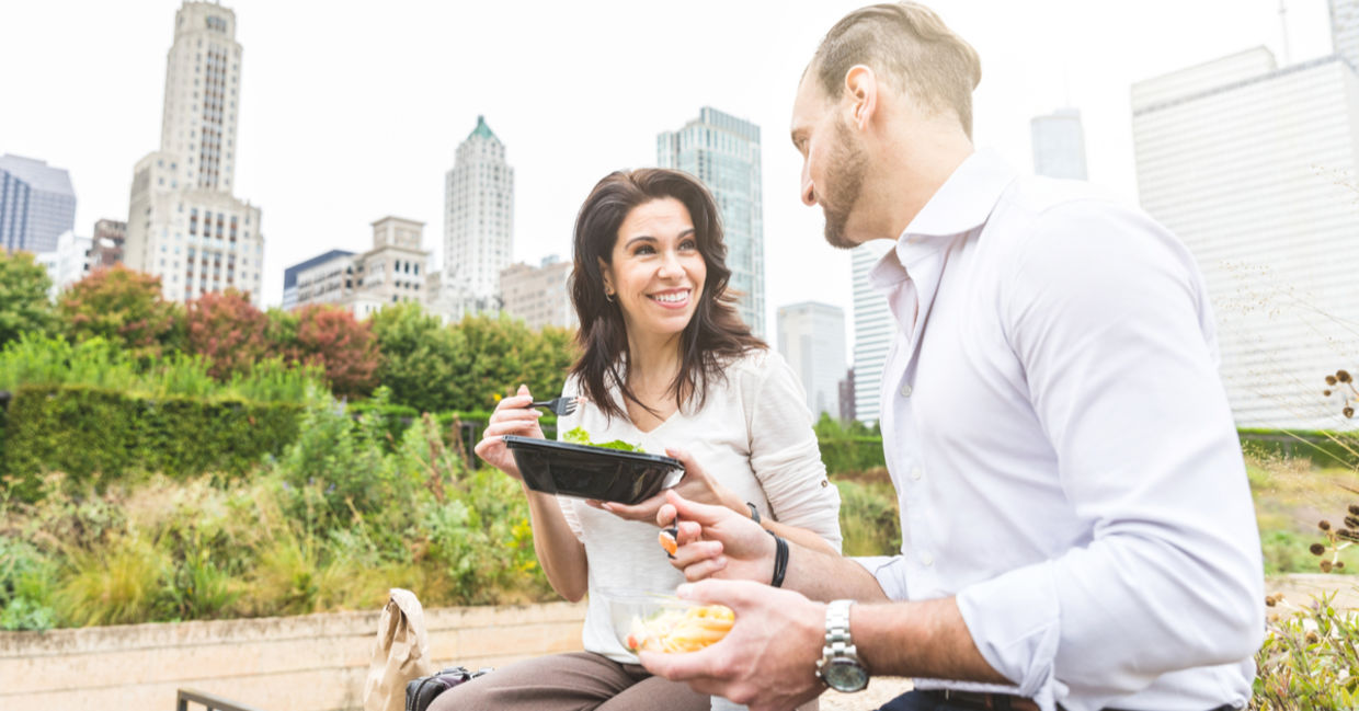 Eat lunch with colleagues. Eat lunch with colleagues.