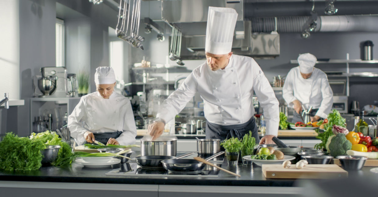 Chefs in a three-star restaurant. Chefs in a three-star restaurant.