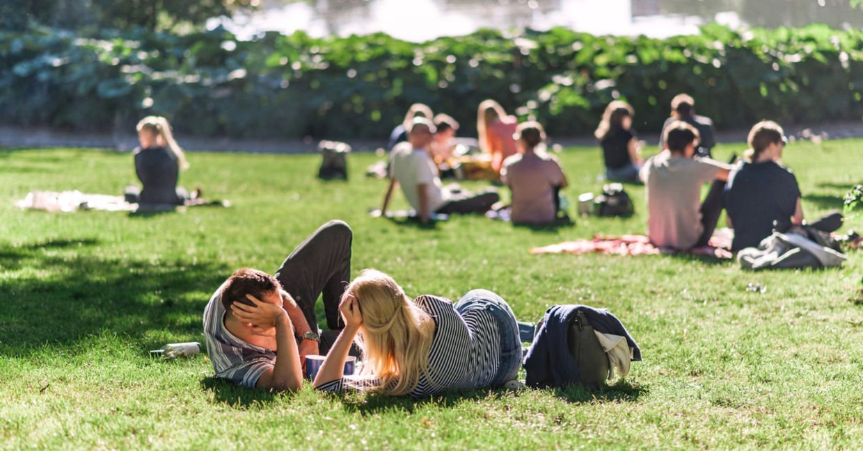 Good friends in a park.
