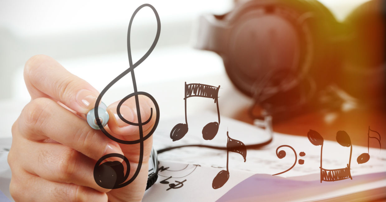 Composing a song.