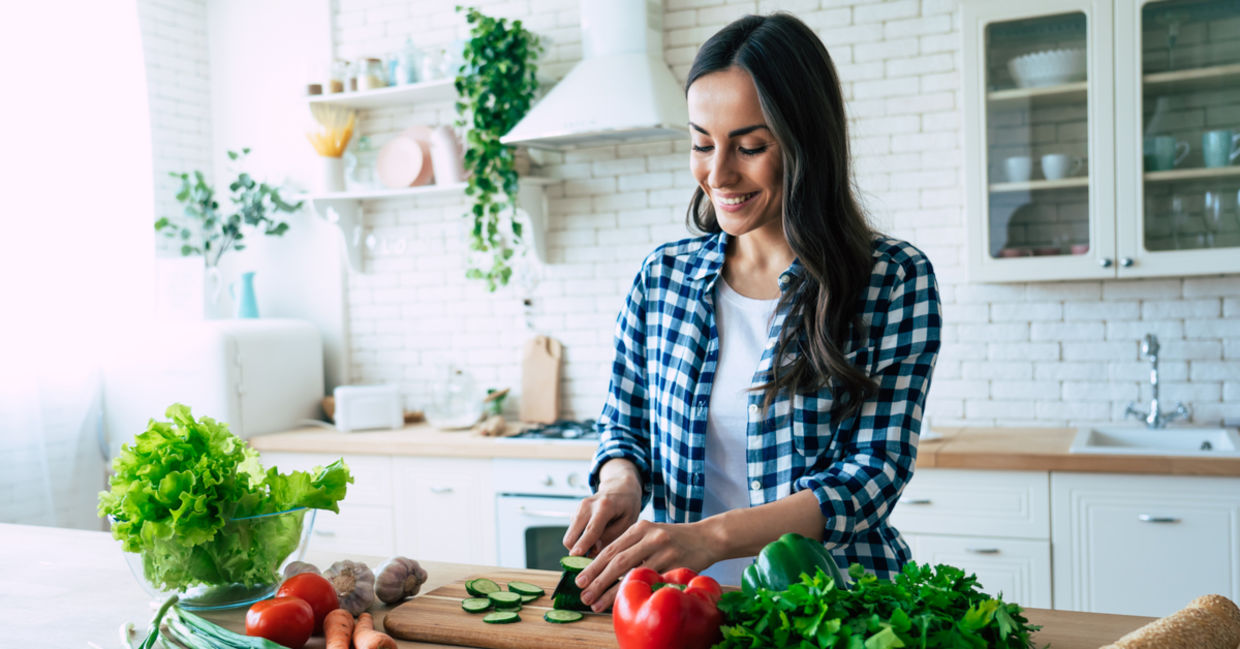 Cooking a healthy meal. Cooking a healthy meal.