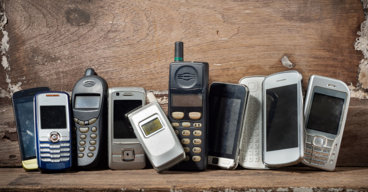 Old cell phones to be recycled. Old cell phones to be recycled.