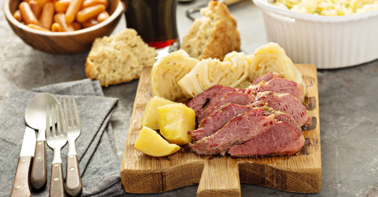 A traditional Irish dinner of corned beef and cabbage. A traditional Irish dinner of corned beef and cabbage.
