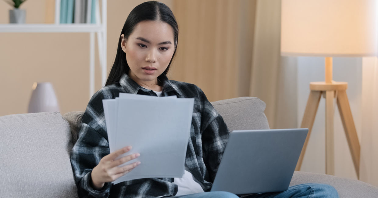 Woman studying.
