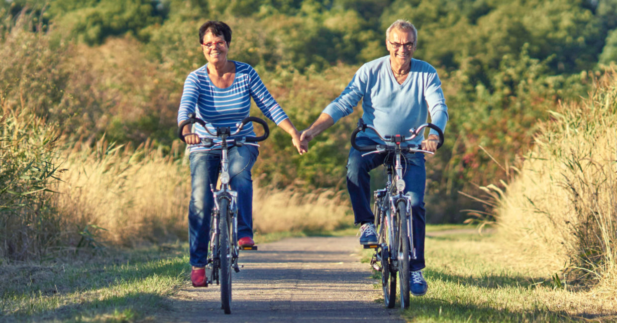 Biking outdoors like this couple is a great way to increase mitochondria. Biking outdoors like this couple is a great way to increase mitochondria.