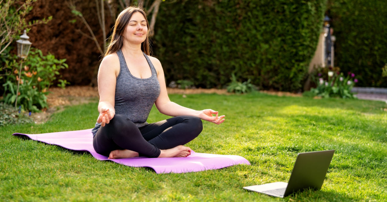 Listening to a guided meditation. Listening to a guided meditation.