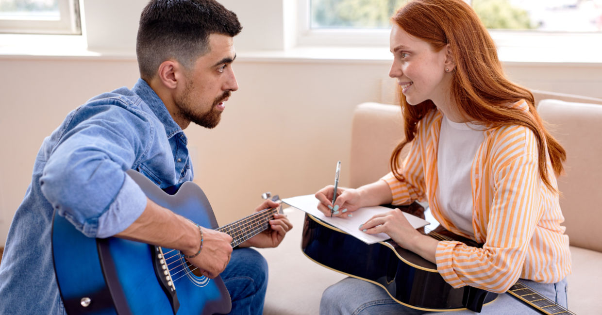 Writing a new song. Writing a new song.