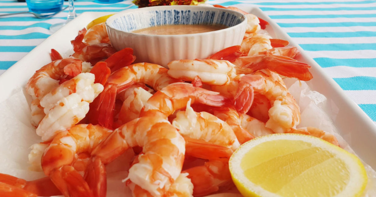 King Prawn platter served for an Australian Christmas lunch. King Prawn platter served for an Australian Christmas lunch.