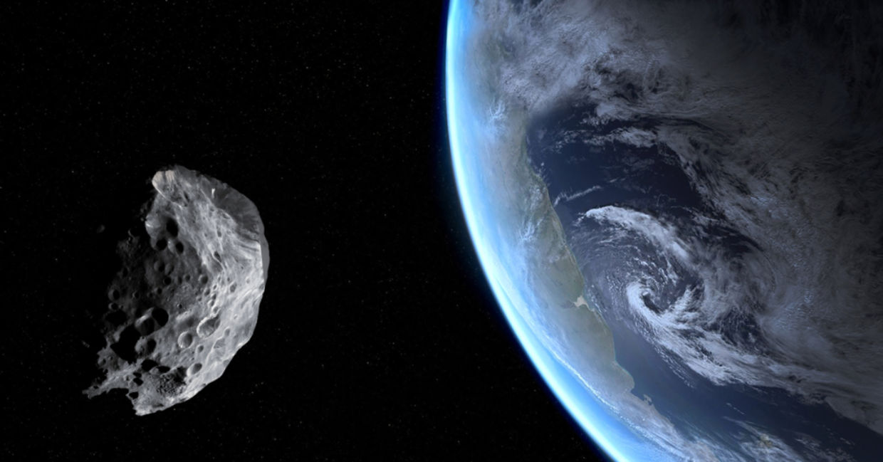 Blue Earth and asteroid.