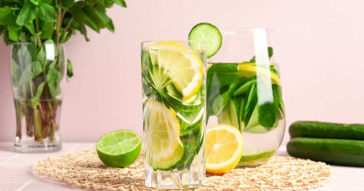 lemon, lime, and cucumber infused water. lemon, lime, and cucumber infused water.