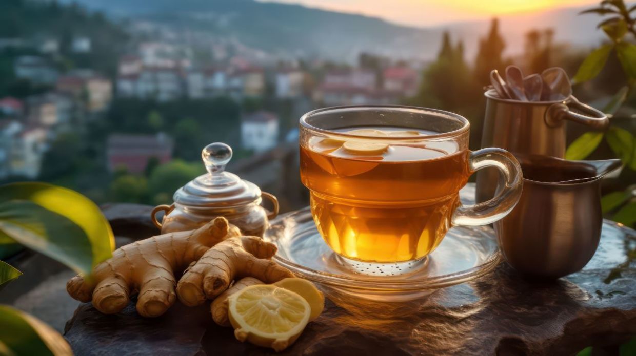 Drinking ginger tea with lemon is good for your health. Drinking ginger tea with lemon is good for your health.
