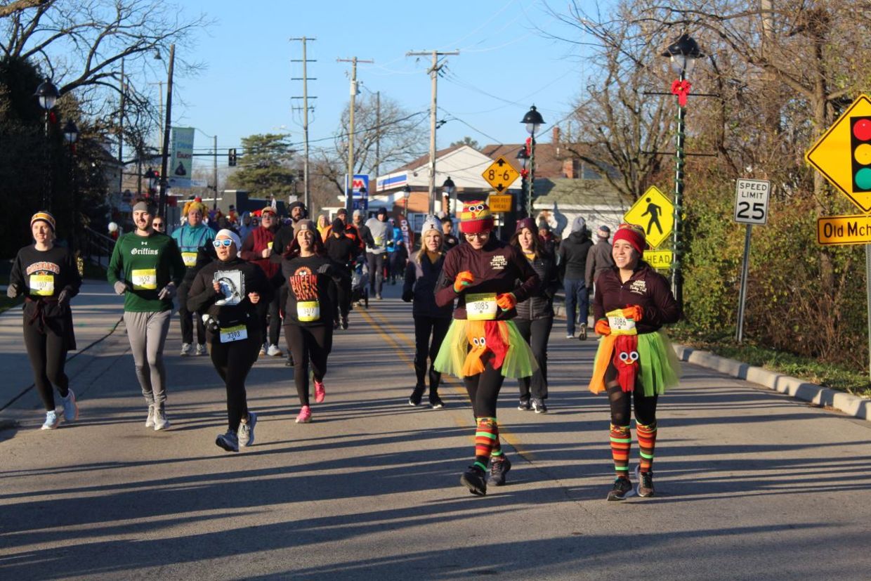 Run in a turkey trot for charity. Run in a turkey trot for charity.