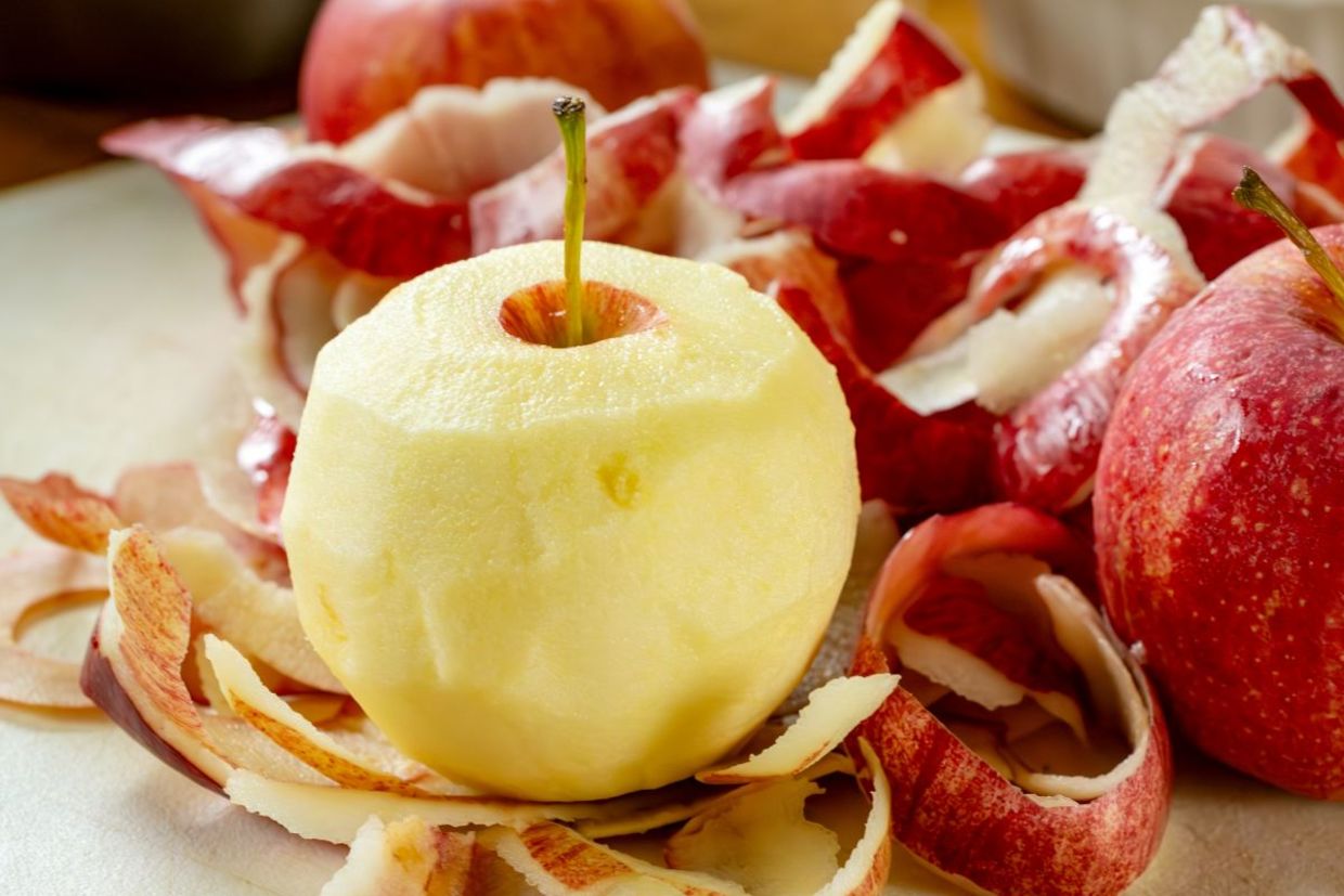 Save your apple peels to use in cooking and baking. Save your apple peels to use in cooking and baking.