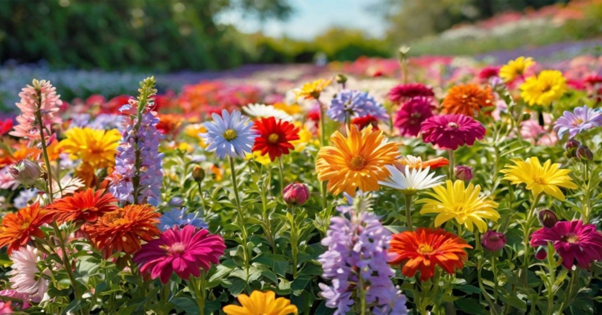 A spring flower garden. A spring flower garden.