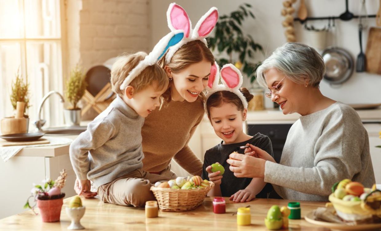 Decorating Easter eggs.