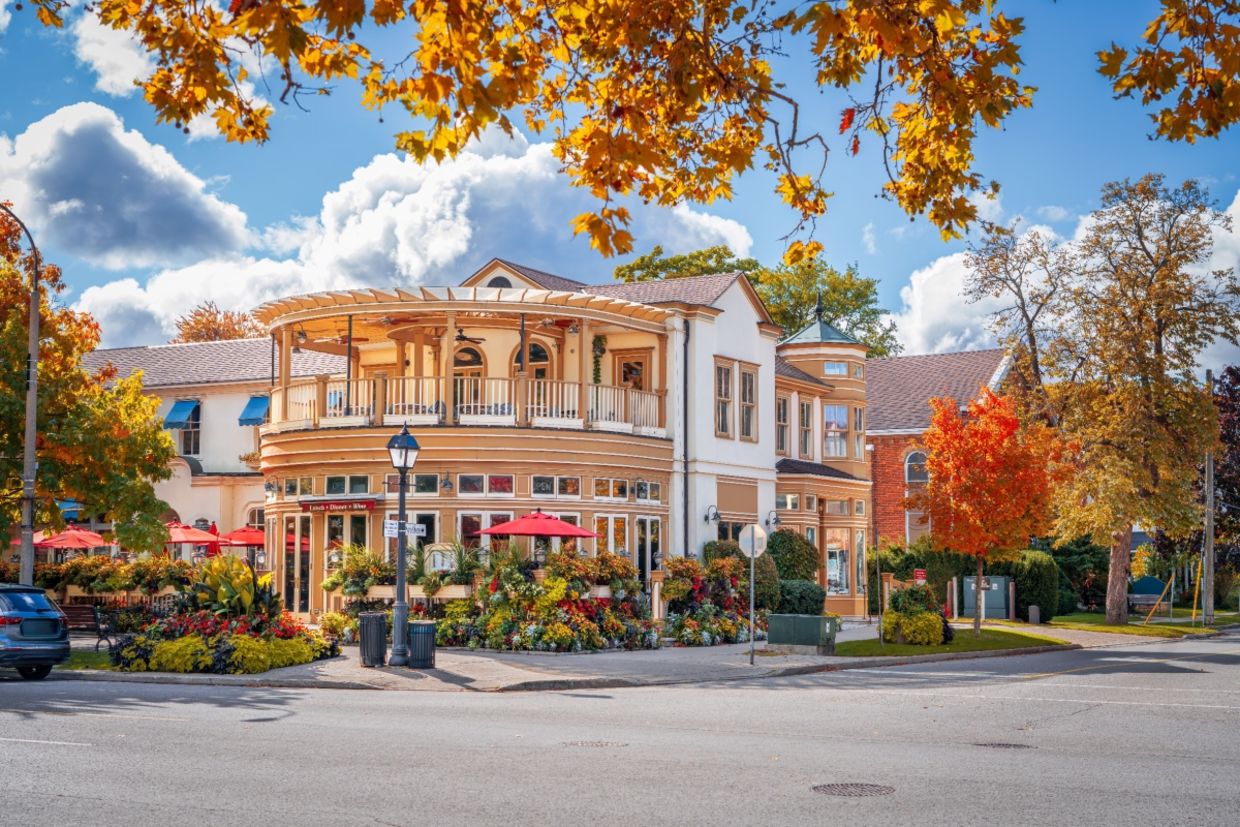 A quaint town in Canada during Autumn.